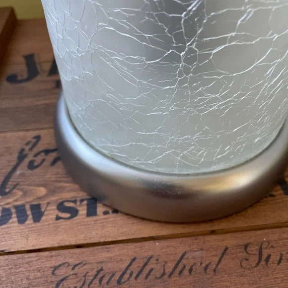 Like New Uberhaus 3 Way Dimmable Touch Table Lamp Crackled Glass Brushed Nickel - Picture 2 of 8